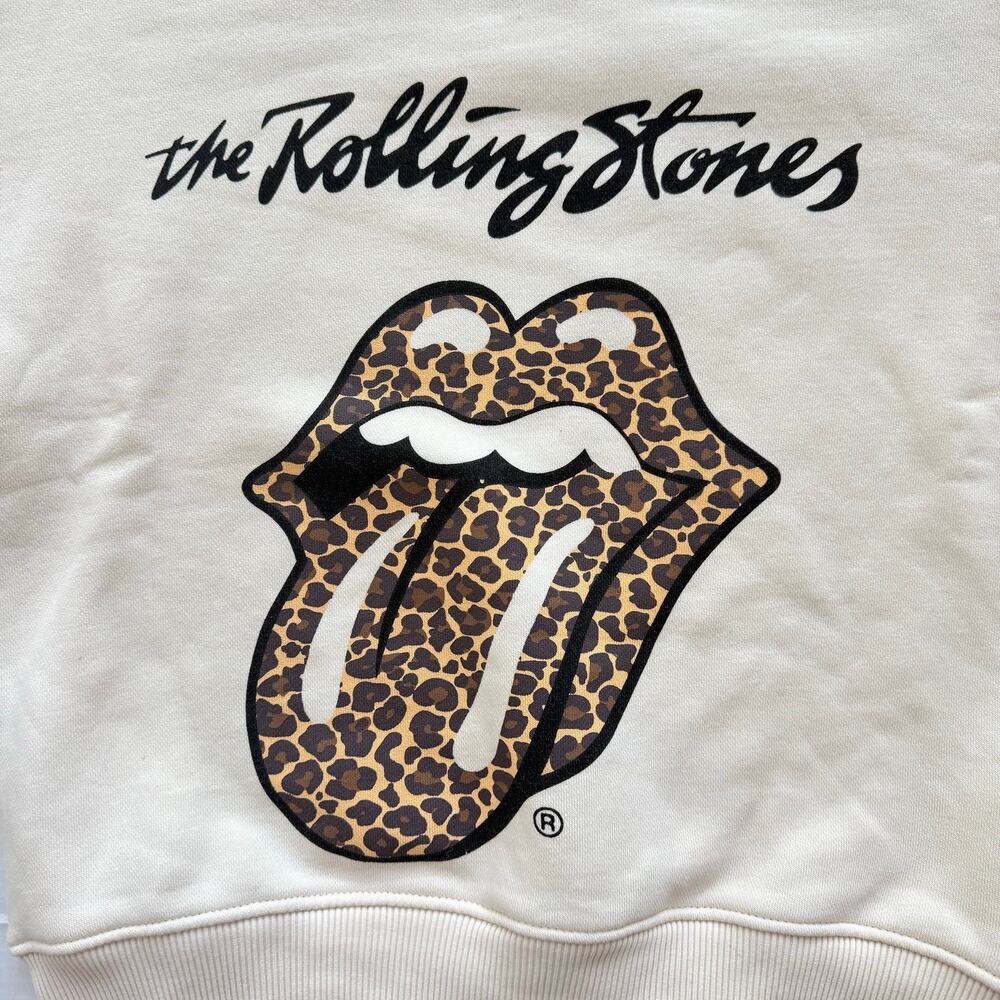 Zara + The Rolling Stones Animal Print Logo Pullover Crew Sweatshirt Size 8-9y - Picture 2 of 5